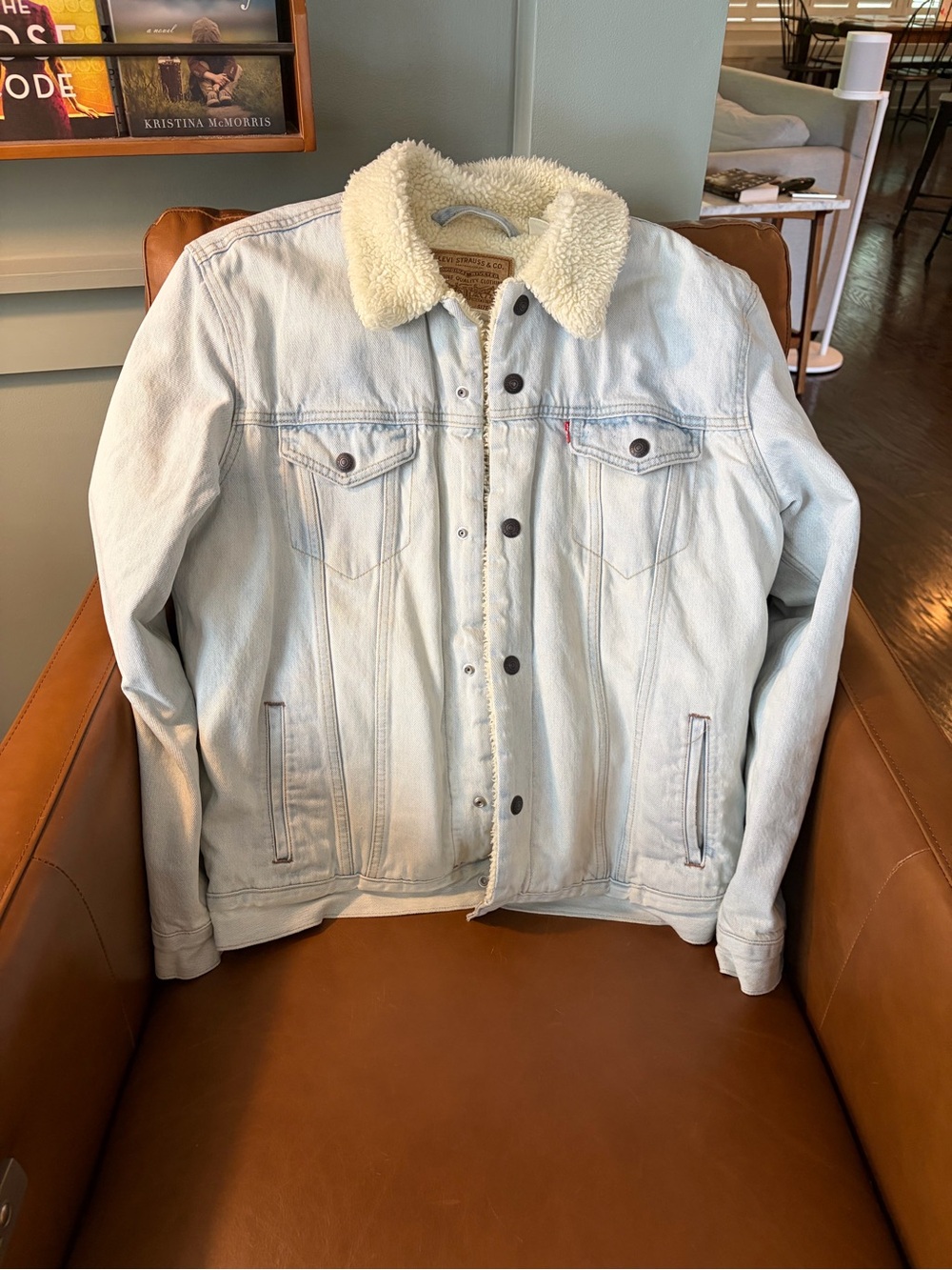 Levi's Premium Light Wash Denim Sherpa Trucker Jacket